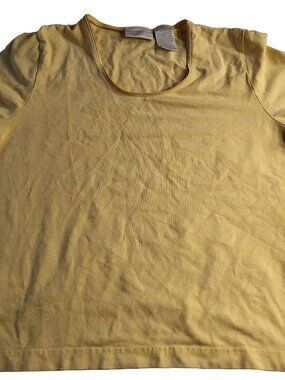 Women's Large Light Yellow Short Sleeve Worthington Stretch Casual Shirt